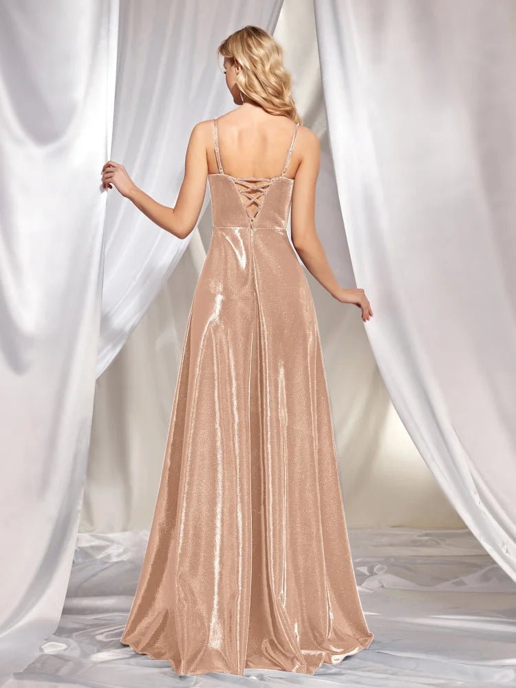 Spaghetti Strap A-line Sweetheart-neck Satin Formal Dress