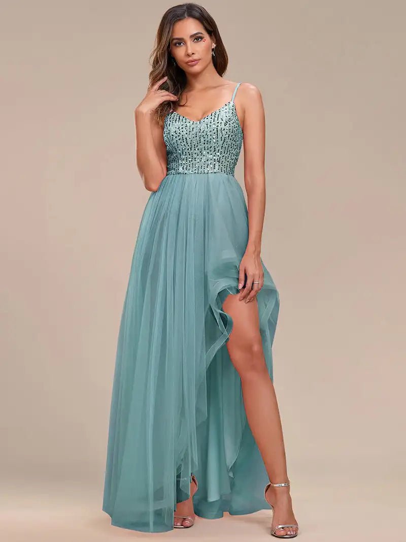 Dusty blue / 4 / Floor Length