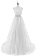 White Strapless Chiffon Ball Gowns Evening Dress 2