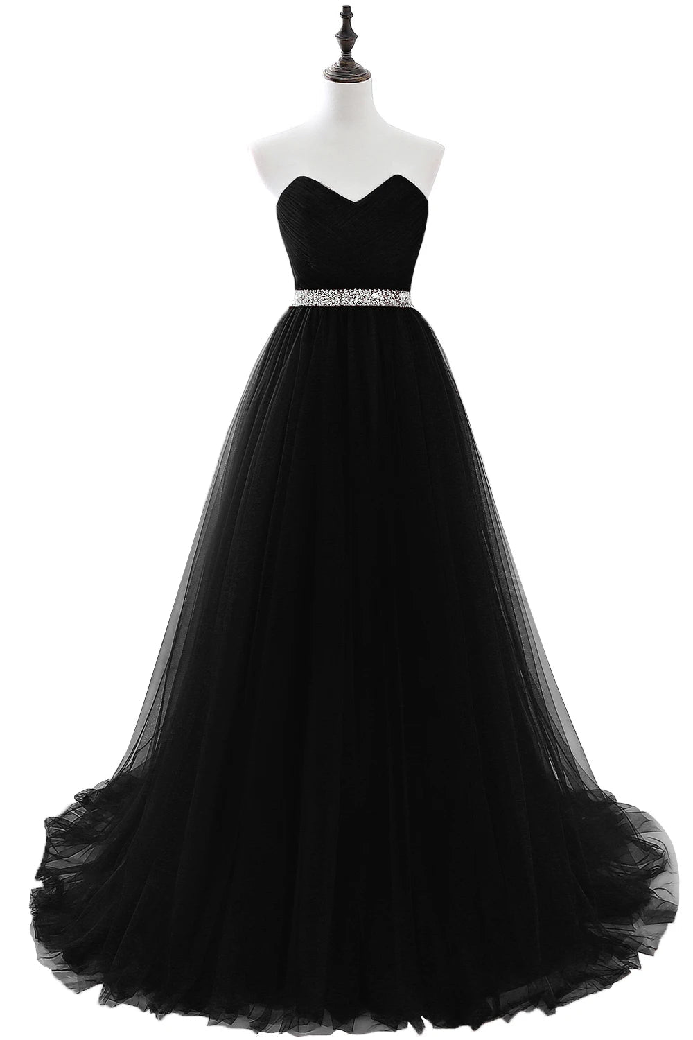 Black Strapless Chiffon Ball Gowns Evening Dress 2