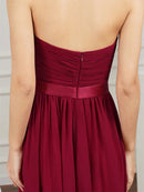 Burgundy Strapless Sweetheart A - line Bridesmaid Dresses 2