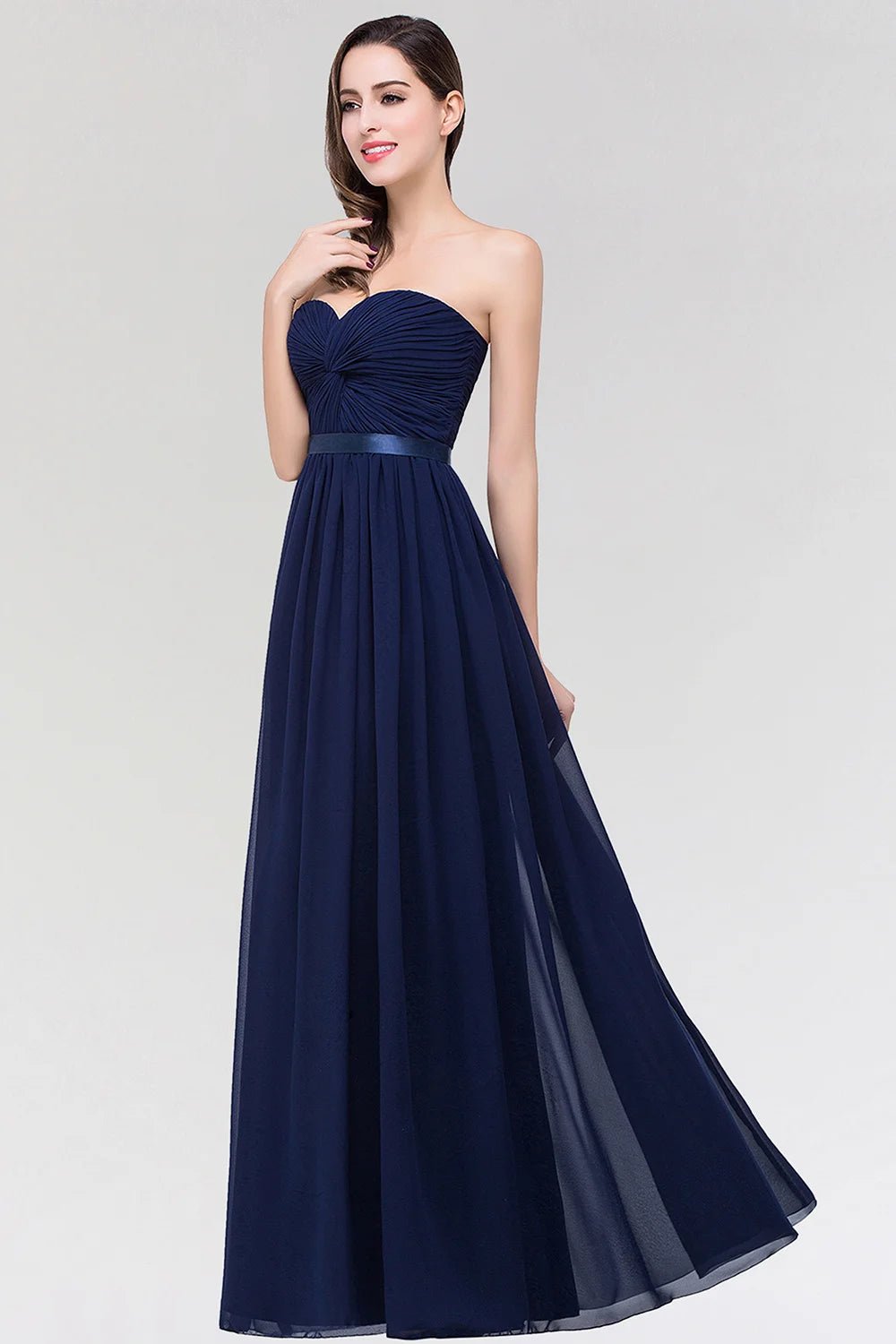 Navy Blue Strapless Sweetheart A - line Bridesmaid Dresses 2