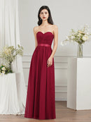 Burgundy Strapless Sweetheart A - line Bridesmaid Dresses 2