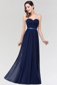 Navy Blue Strapless Sweetheart A - line Bridesmaid Dresses 2