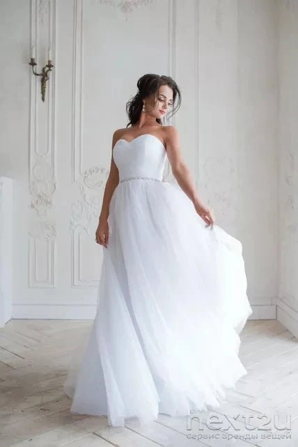 White Sweetheart A - line Elegant Chiffon Bridal Party Dress 2