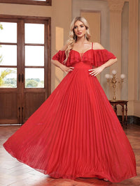 Red V - neck Red Tulle Gown Formal Evening Dress S