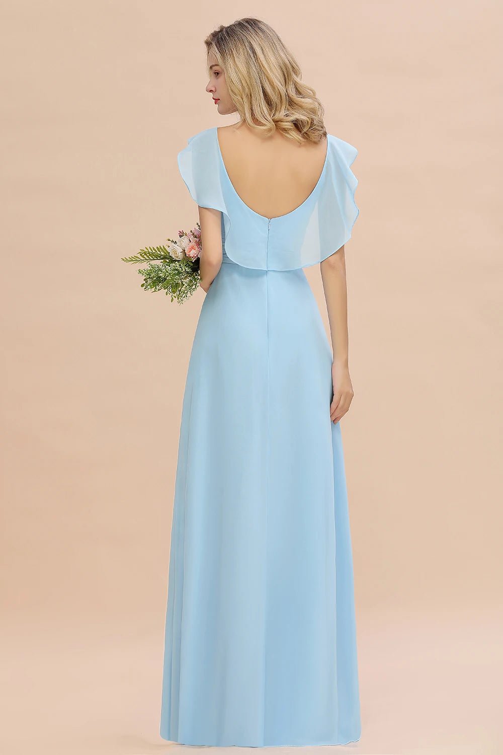 V-Neck Ruched A-Line Chiffon Bridesmaid Dress