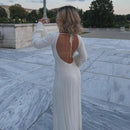 White White Backless Knit Bodycon Maxi Dress S