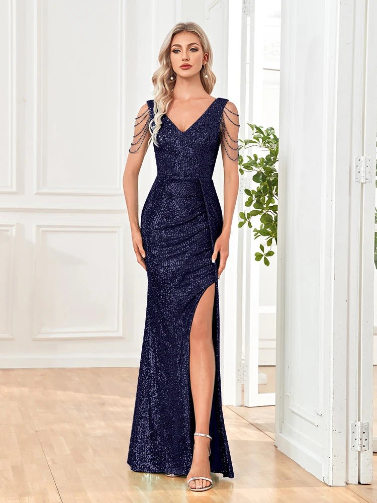 Women's Elegant Sheath Sequin Formal Evening Gown