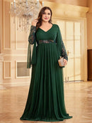 Dark Green Women's Green Sequin Evening Dress Plus Size 5XL