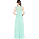 Mint Green A - Line Boat Neck Zipper Back Chiffon Bridesmaid Dress 2