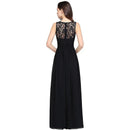 Black A - Line Boat Neck Zipper Back Chiffon Bridesmaid Dress 2