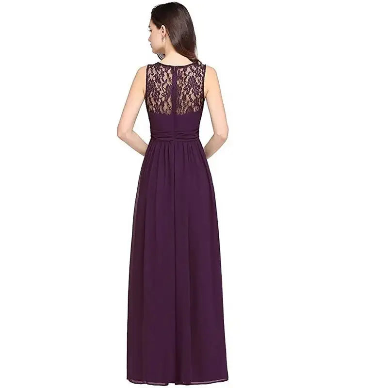 A-Line Boat Neck Zipper Back Chiffon Bridesmaid Dress