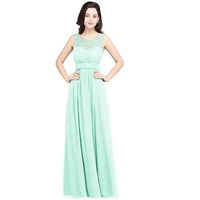 Mint Green A - Line Boat Neck Zipper Back Chiffon Bridesmaid Dress 2