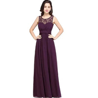 Purple A - Line Boat Neck Zipper Back Chiffon Bridesmaid Dress 2