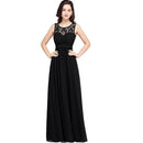 Black A - Line Boat Neck Zipper Back Chiffon Bridesmaid Dress 2