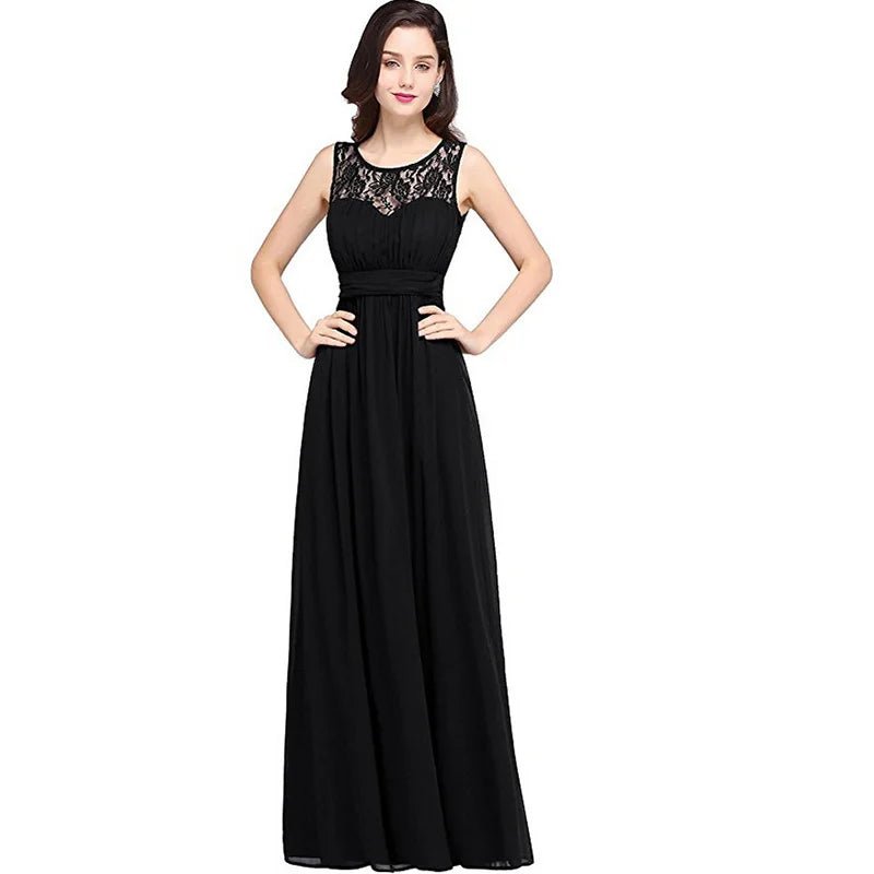 Black A - Line Boat Neck Zipper Back Chiffon Bridesmaid Dress 2