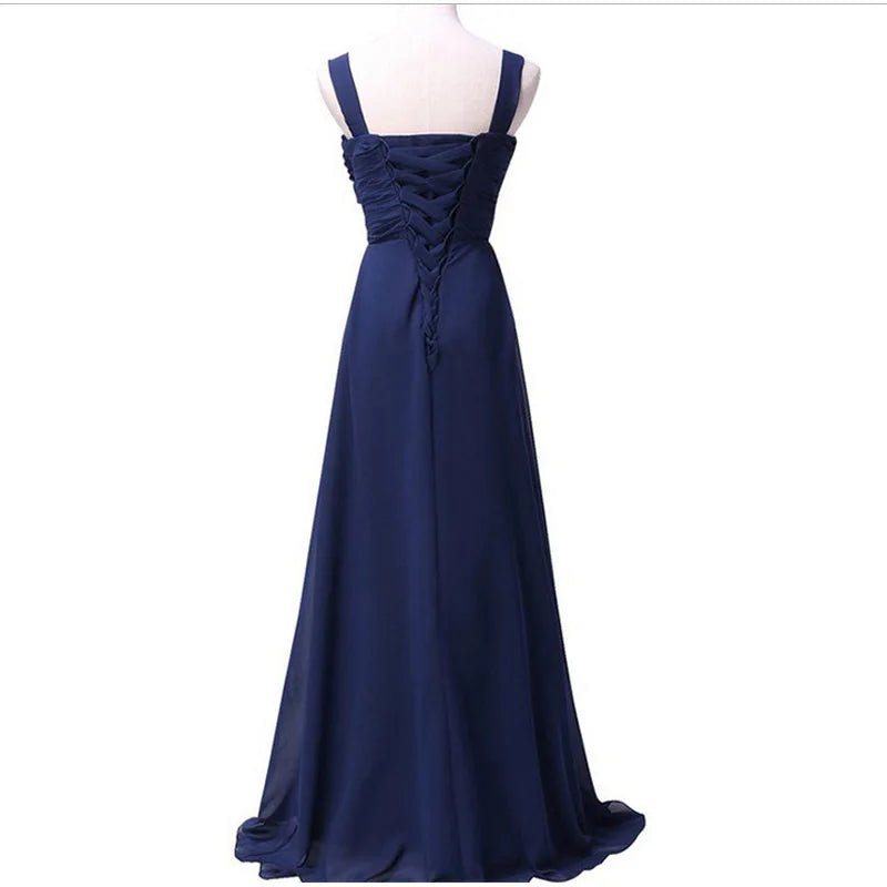 Royal Blue A - Line Sweetheart Spaghetti Straps Pleated Chiffon Bridesmaid Dress 2