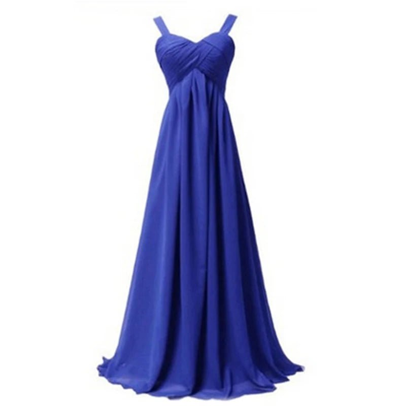 Royal Blue A - Line Sweetheart Spaghetti Straps Pleated Chiffon Bridesmaid Dress 2