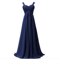 Royal Blue A - Line Sweetheart Spaghetti Straps Pleated Chiffon Bridesmaid Dress 2