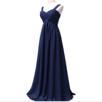 Royal Blue A - Line Sweetheart Spaghetti Straps Pleated Chiffon Bridesmaid Dress 2