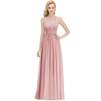 Dusty Pink Applique Scoop Neck 3/4 Sleeve Long Bridesmaid Dress 2