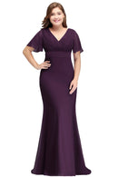 Purple Backless A Line Plus Size Chiffon Bridesmaid Dress 16W