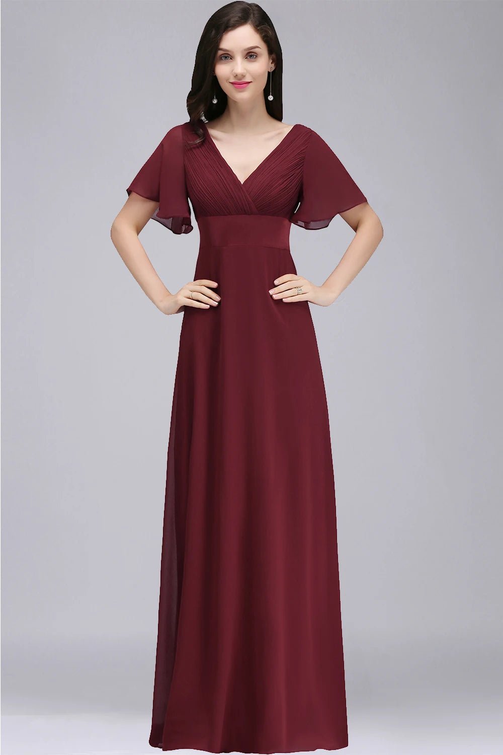 Backless A Line Plus Size Chiffon Bridesmaid Dress