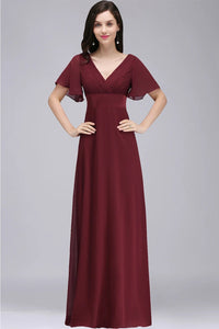 Green Backless A Line Plus Size Chiffon Bridesmaid Dress 16W