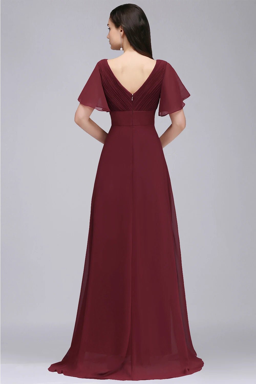 Backless A Line Plus Size Chiffon Bridesmaid Dress