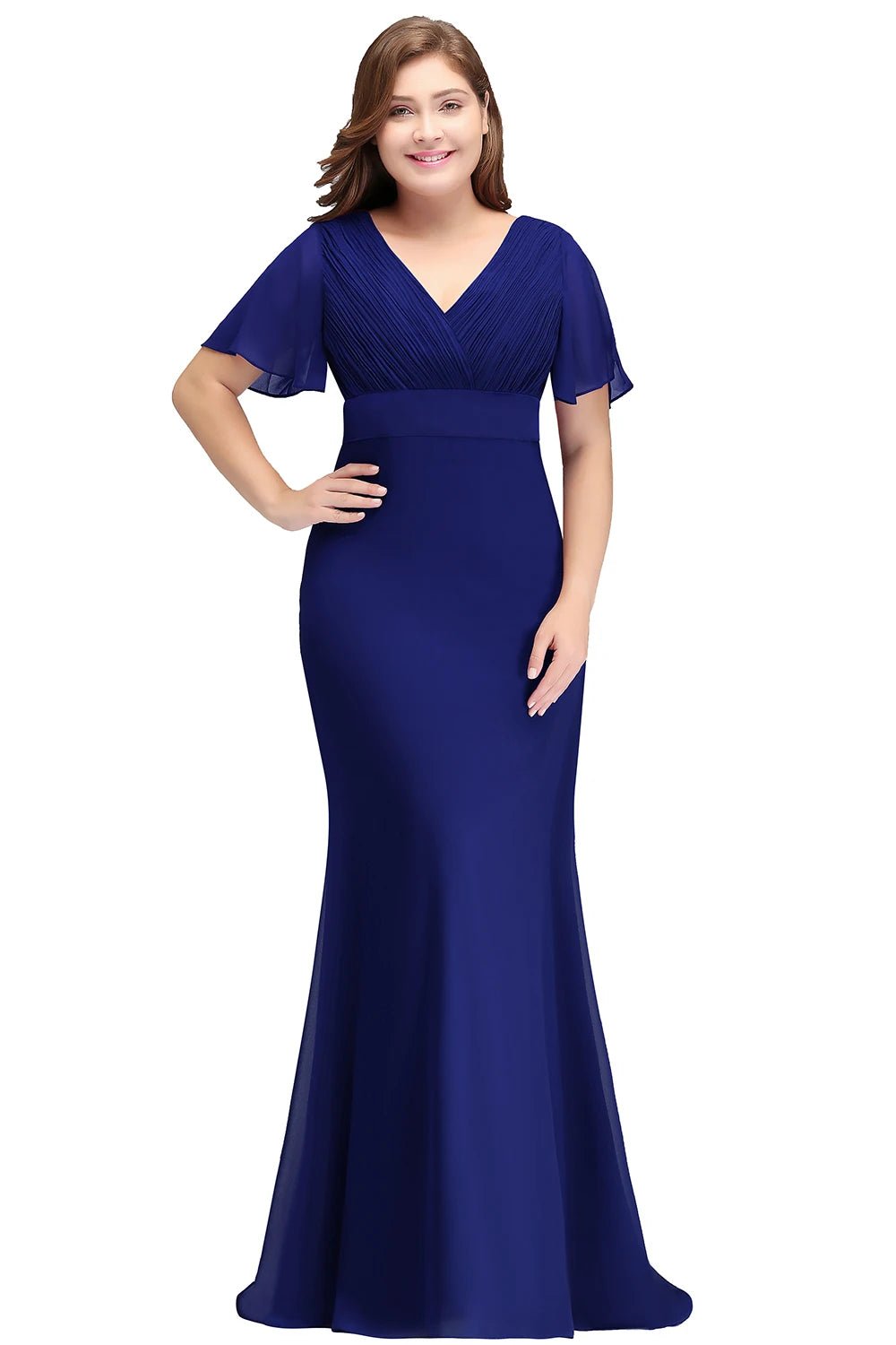 Royal Blue Backless A Line Plus Size Chiffon Bridesmaid Dress 16W