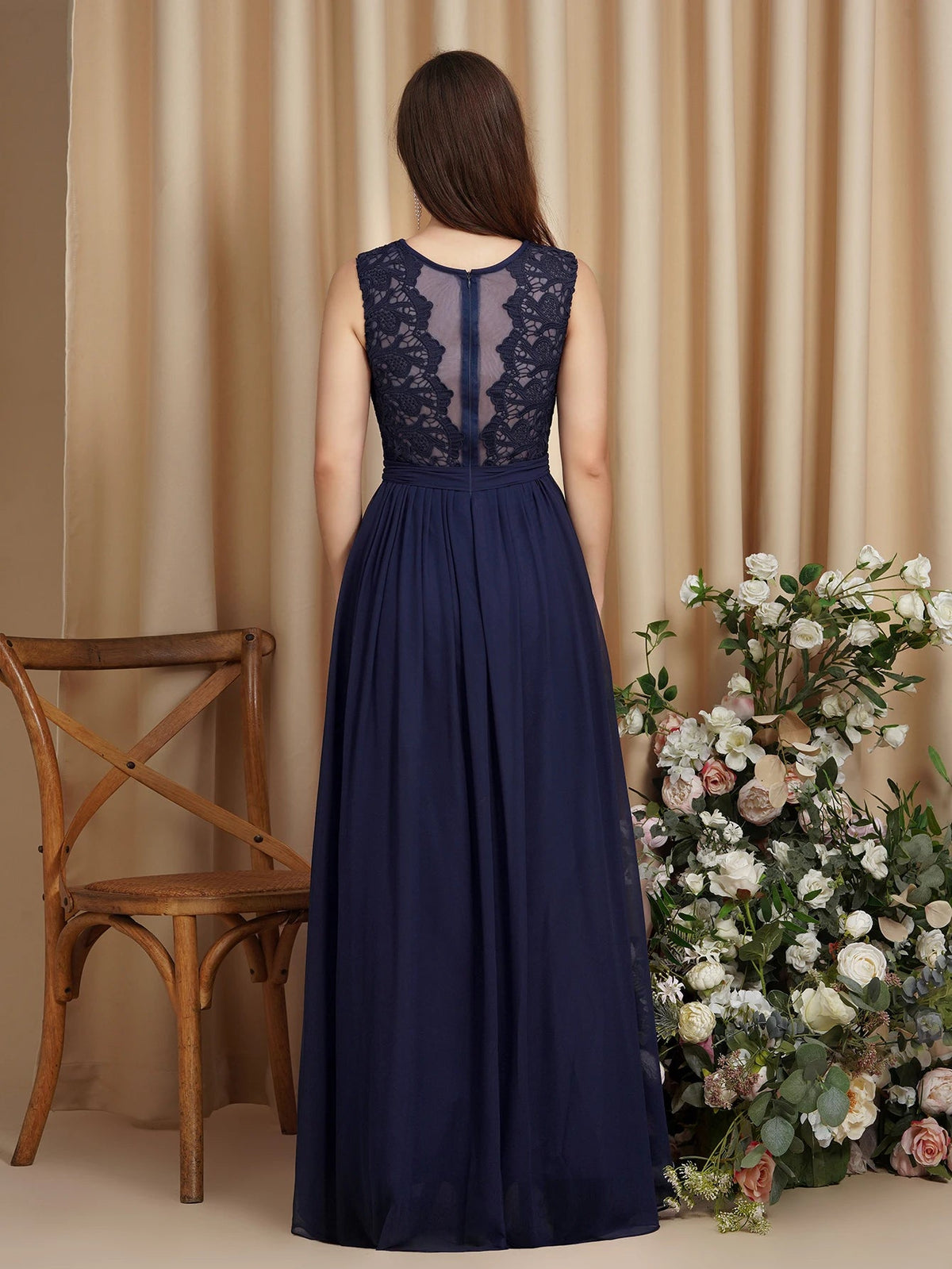 Chiffon A-Line Maxi Long Bridesmaid Dresses