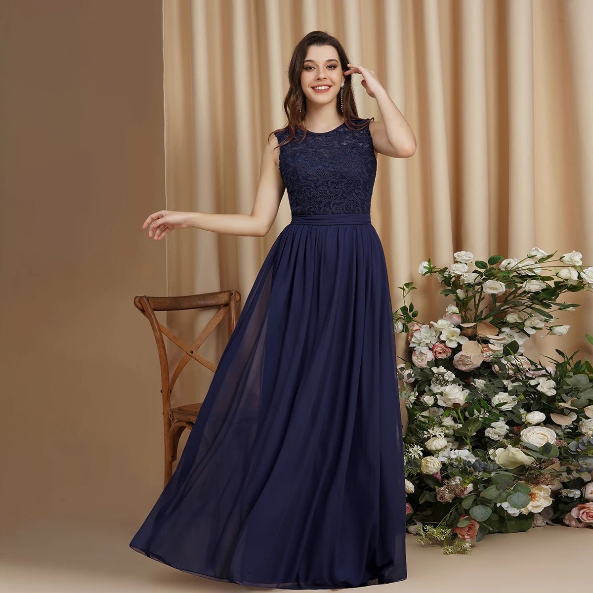 Chiffon A-Line Maxi Long Bridesmaid Dresses