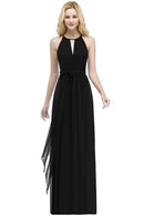 black Chiffon A - Line O - Neck Bridesmaid Dress 2