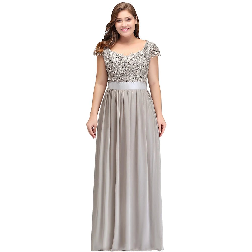 Chiffon Long A-line Lace Applique Sequin Bridesmaid Dress