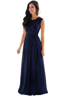 Navy Blue Chiffon Sweetheart Floor - Length Bridesmaid Dress 2