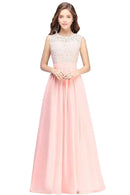 Pink Chiffon Sweetheart Floor - Length Bridesmaid Dress 2