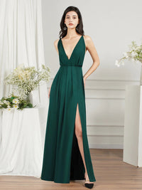 Green Criss Cross Lace Up Sexy Chiffon Bridesmaid Dress 2