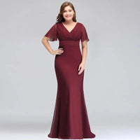 Burgundy Elegant Burgundy Chiffon Bridesmaid Mermaid Dress 2