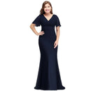 Navy Blue Elegant Burgundy Chiffon Bridesmaid Mermaid Dress 2