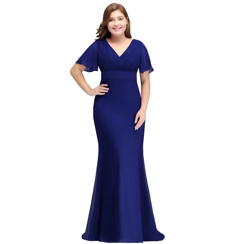 Royal Blue Elegant Burgundy Chiffon Bridesmaid Mermaid Dress 2