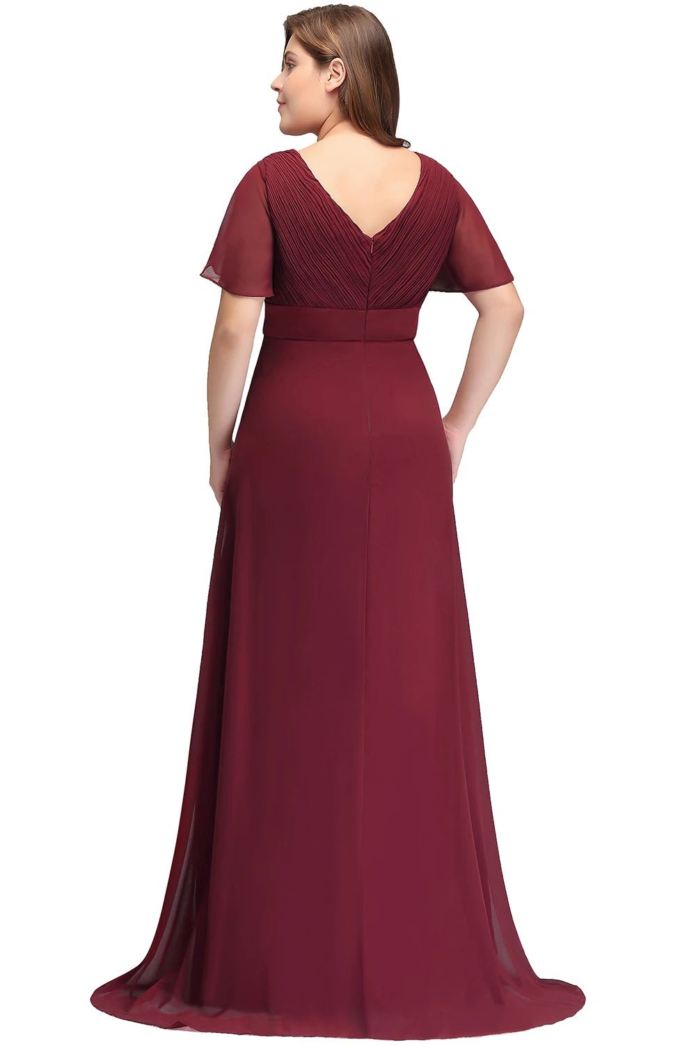 Elegant Burgundy Chiffon Bridesmaid Mermaid Dress