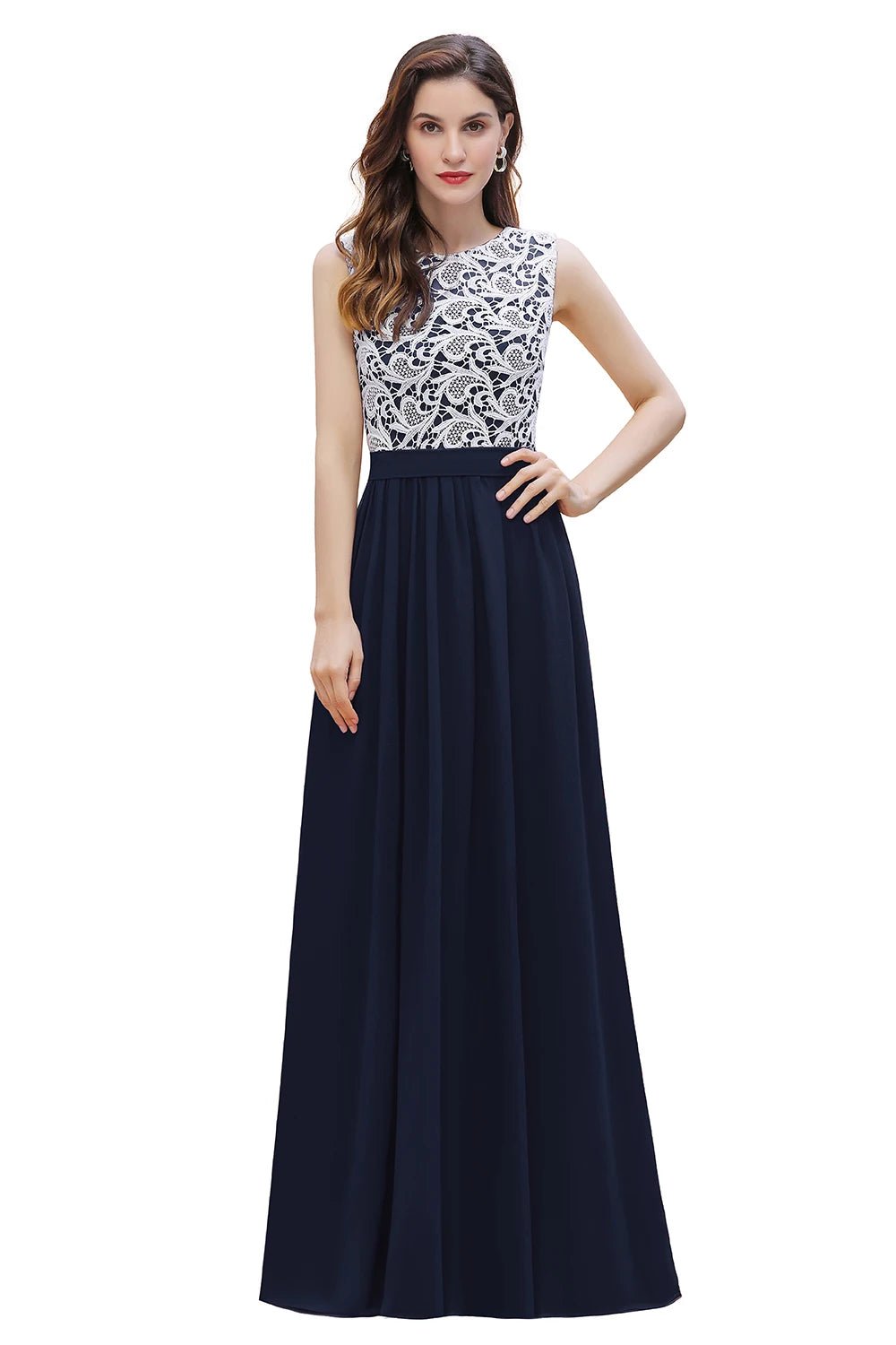 Navy Blue Elegant Floor Length Sequins Bridesmaid Dresses 2