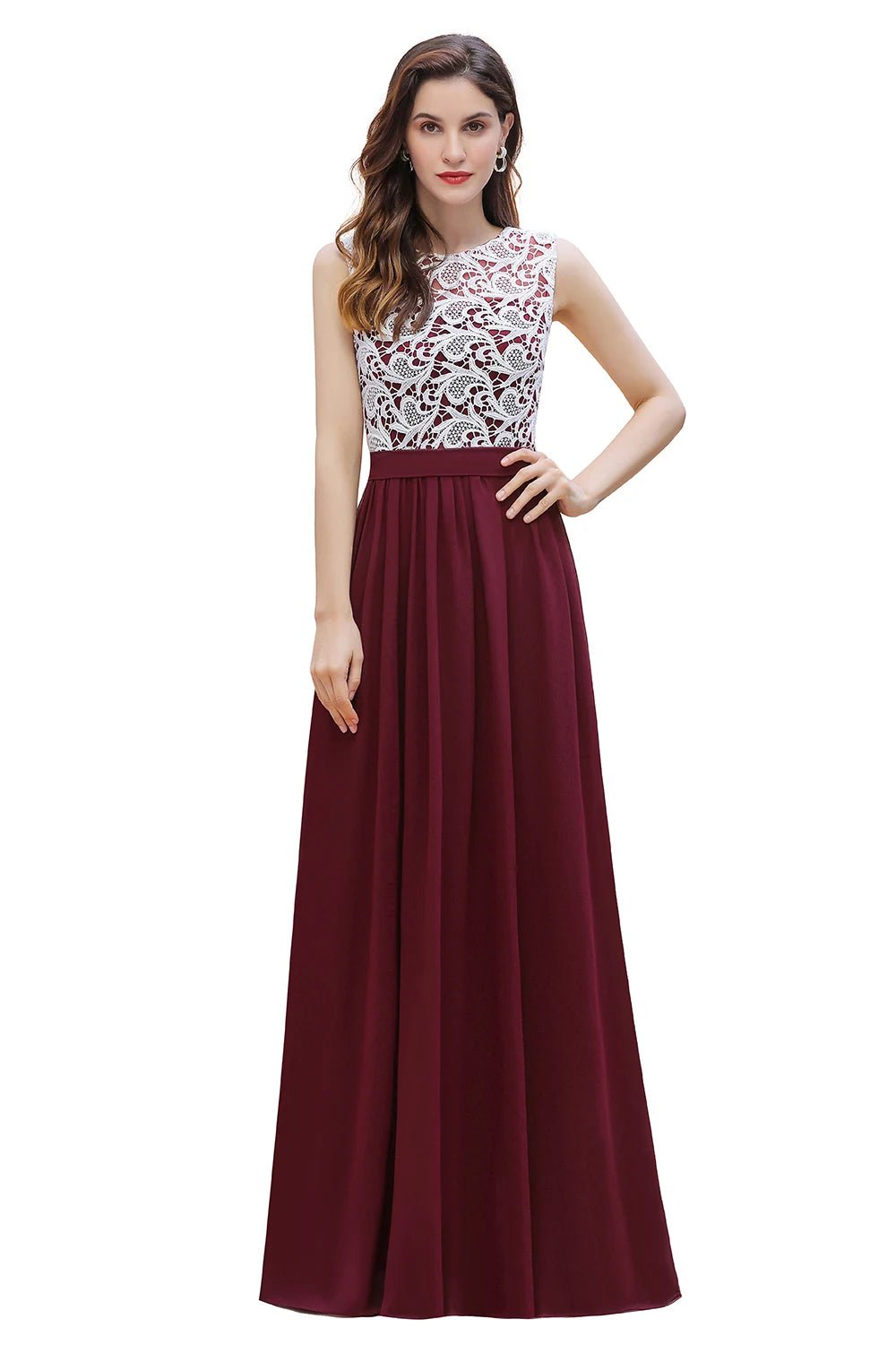 Burgundy Elegant Floor Length Sequins Bridesmaid Dresses 2