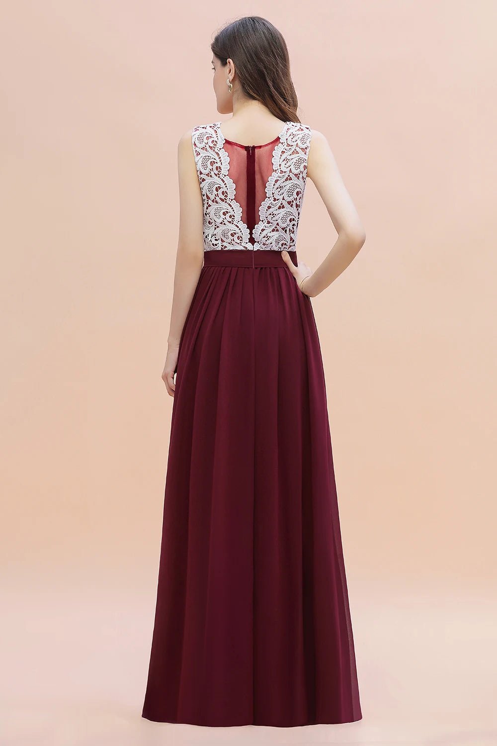 Burgundy Elegant Floor Length Sequins Bridesmaid Dresses 2