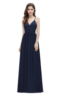 royal blue Floor Length A - Line Sequin And Chiffon Bridesmaid Dress 2