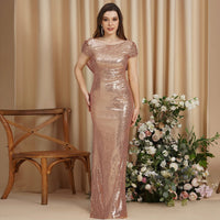 Rose Gold Glitter Mermaid Sequins Bridesmaid Dress 2