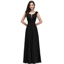 Black Lace Applique Long Chiffon Bridesmaid Dress 2