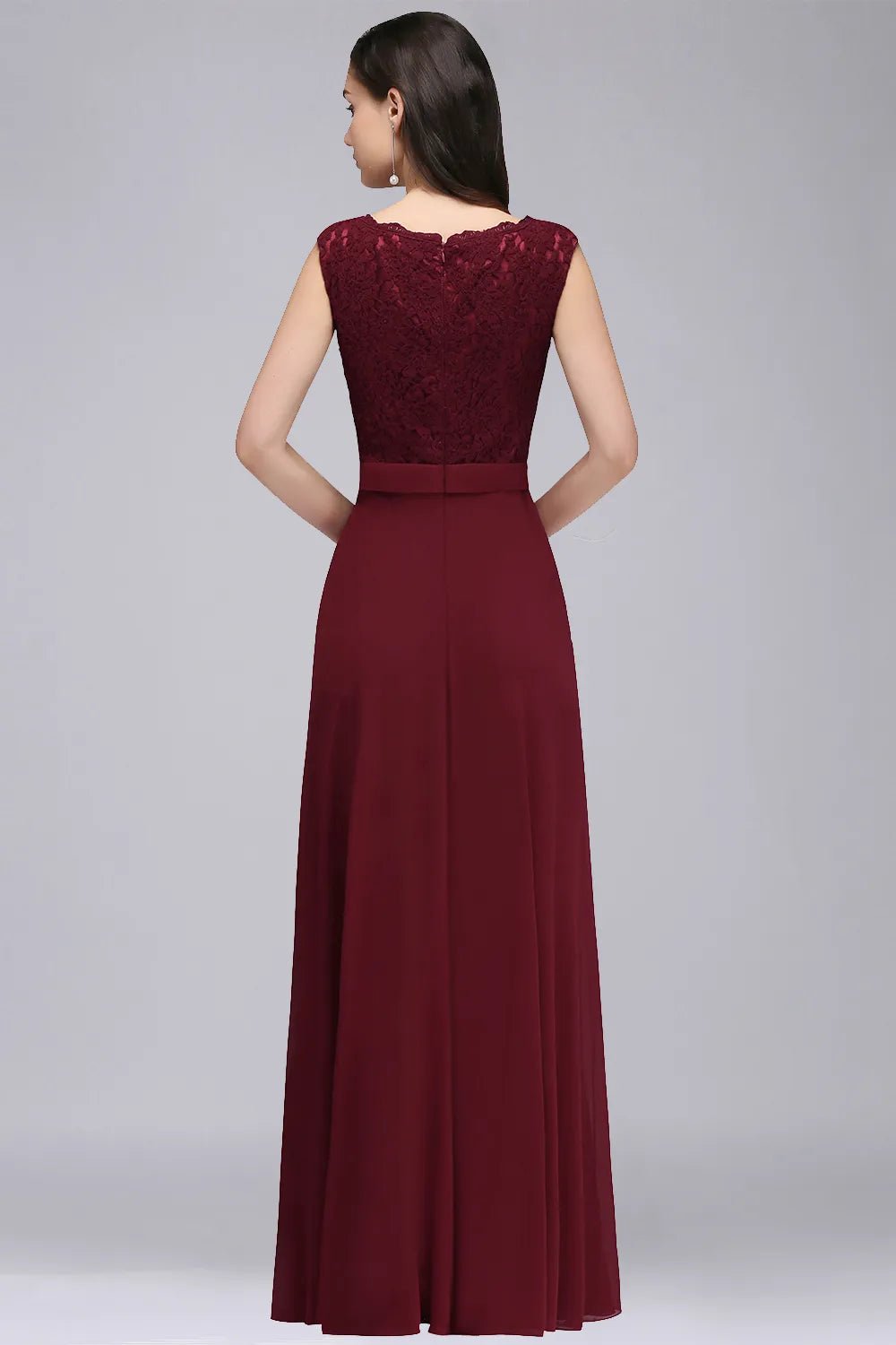 Lace Applique Long Chiffon Bridesmaid Dress