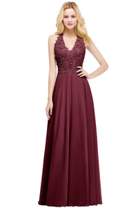 burgundy Lace Floral Embroidered Bridesmaid Dress 2